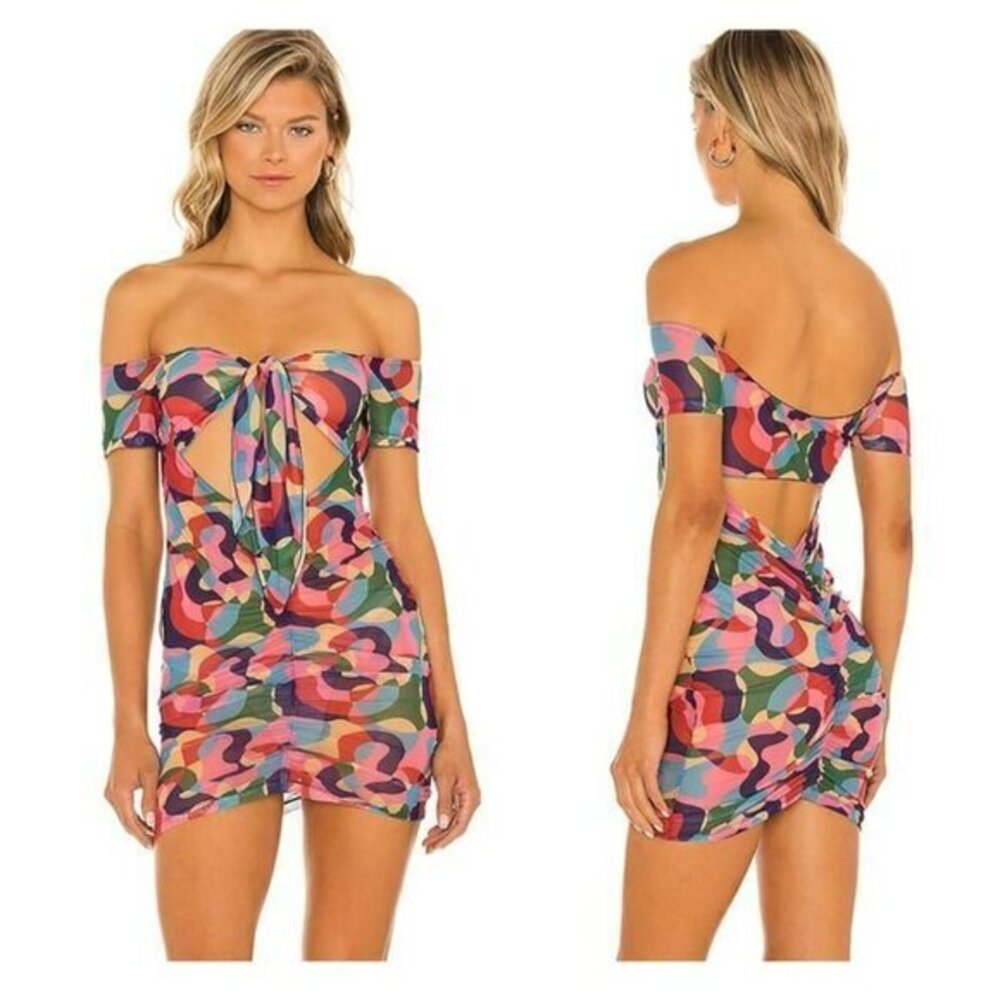 Lovewave The Xena Mini Dress - Multi Geo Swirl